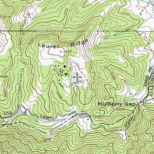 Topographic Map of Moravian Camp Lake, NC