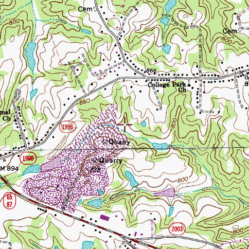 Topographic Map of Reidsville Quarry Lake Dam, NC