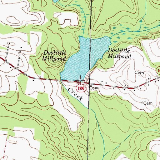 Topographic Map of Doolittle Mill Pond Dam, NC