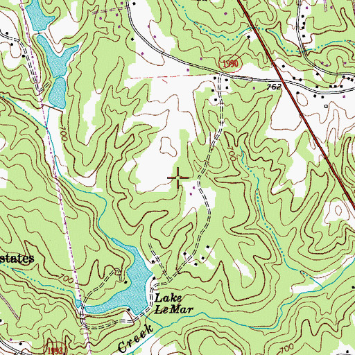 Topographic Map of Lake Lamar Dam, NC