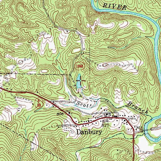 Topographic Map of Scott Lake, NC
