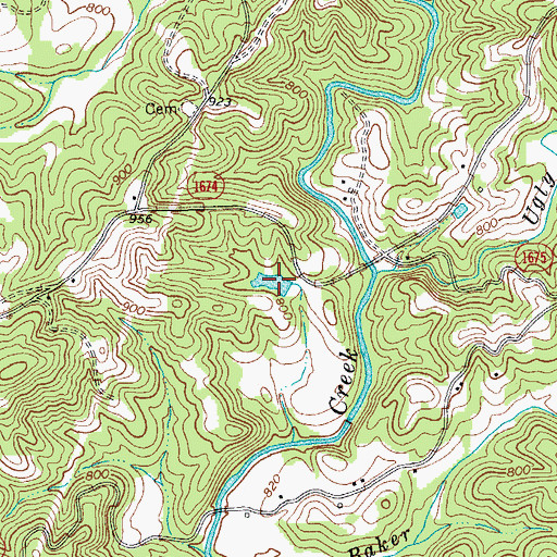Topographic Map of Mitchells Pond, NC