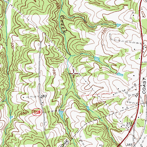 Topographic Map of Coffmans Lake, NC