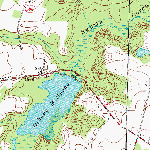 Topographic Map of Debary Millpond Dam, NC