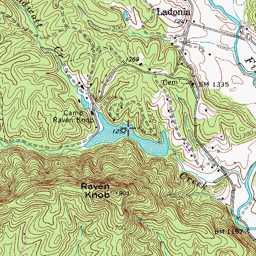 Topographic Map of Raven Knob Park Lake, NC