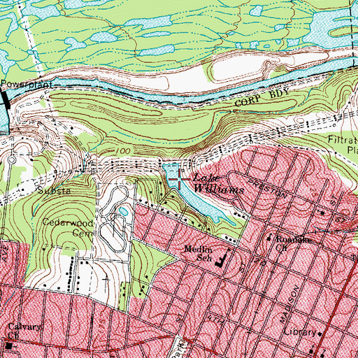 Topographic Map of Rochelle Pond Dam, NC