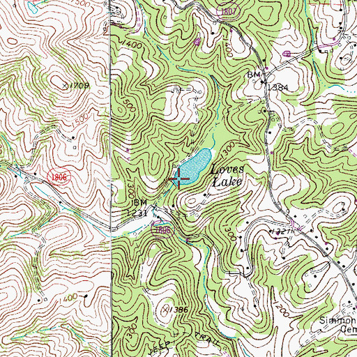Topographic Map of Loves Pond Dam, NC