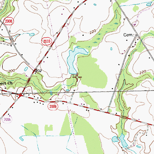 Topographic Map of Bakers Pond Dam, NC