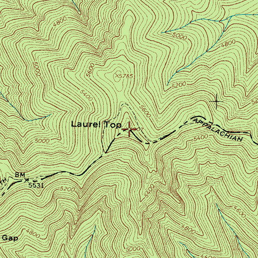 Topographic Map of Laurel Top, TN