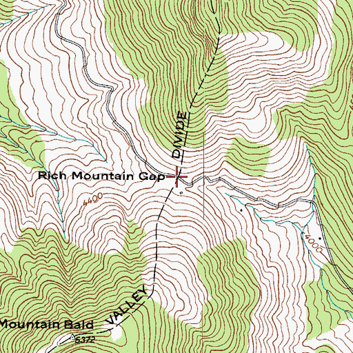 Topographic Map of Rich Mountain Gap, NC