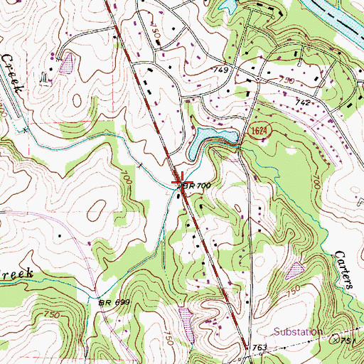 Topographic Map of Bailey Creek, NC
