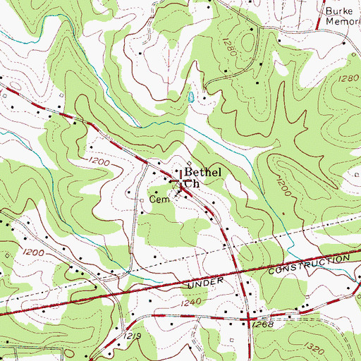 Topographic Map of Bethel Church, NC