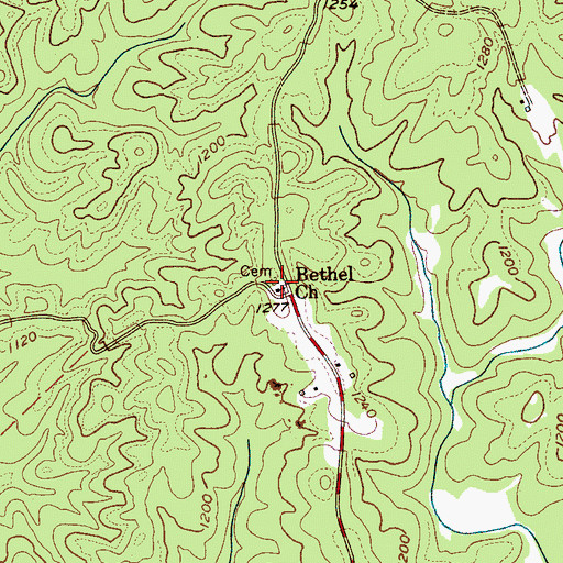 Topographic Map of Bethel Church, NC