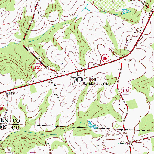 Topographic Map of Bethlehem Church, NC