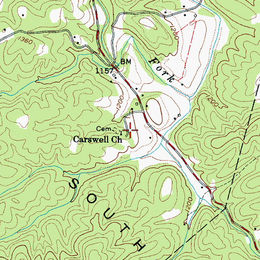 Topographic Map of Carswell Church, NC