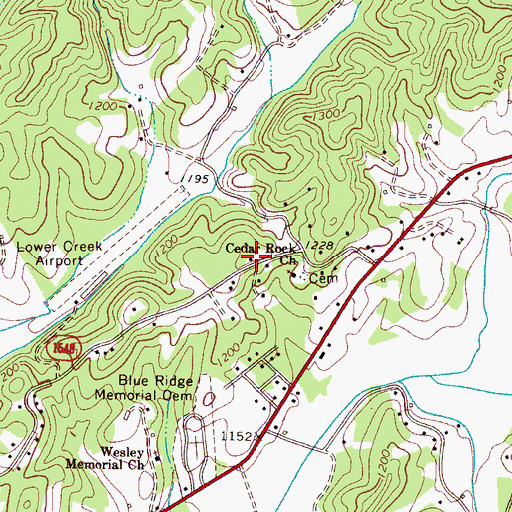 Topographic Map of Cedar Rock Church, NC