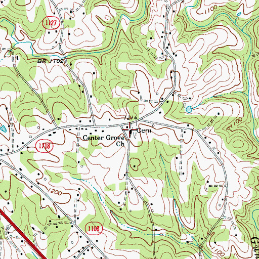 Topographic Map of Center Grove Church, NC