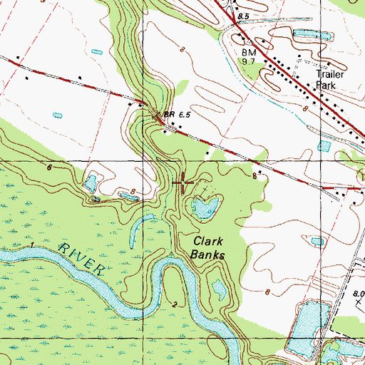 Topographic Map of Clark Banks, NC