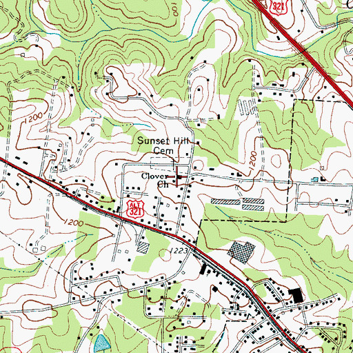Topographic Map of Clove Church, NC