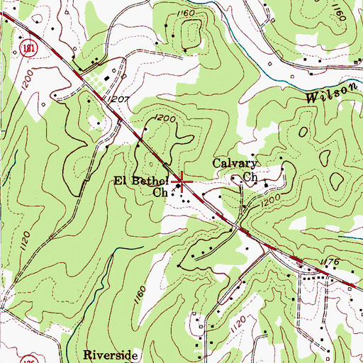 Topographic Map of El Bethel Church, NC