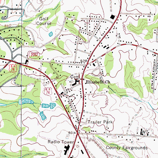 Topographic Map of Elizabeth Church, NC