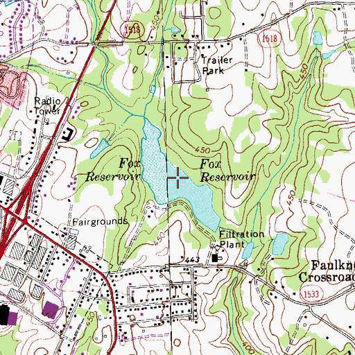Topographic Map of Fox Reservoir, NC
