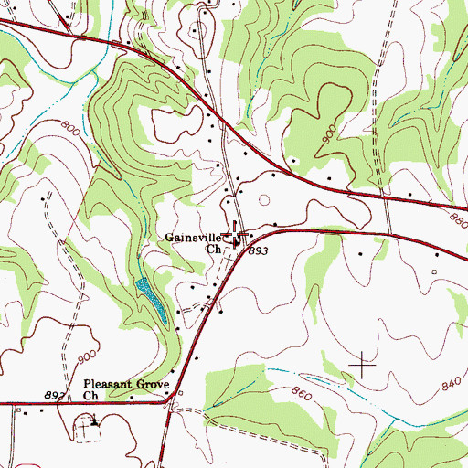 Topographic Map of Gainsville Church, NC