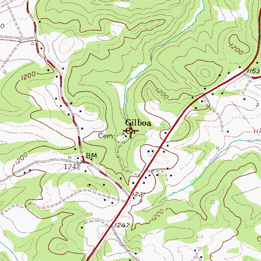 Topographic Map of Gilboa Church, NC
