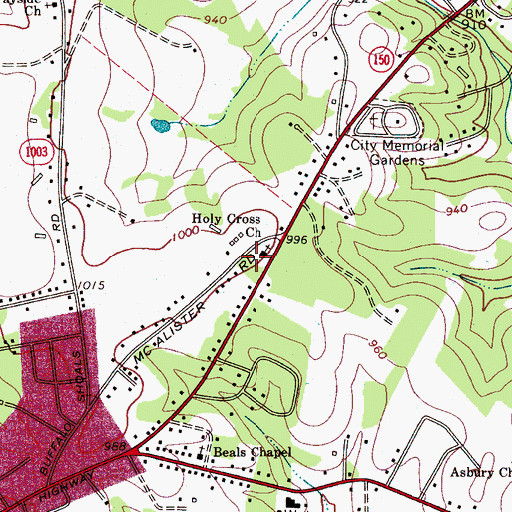 Topographic Map of Holy Cross Church, NC