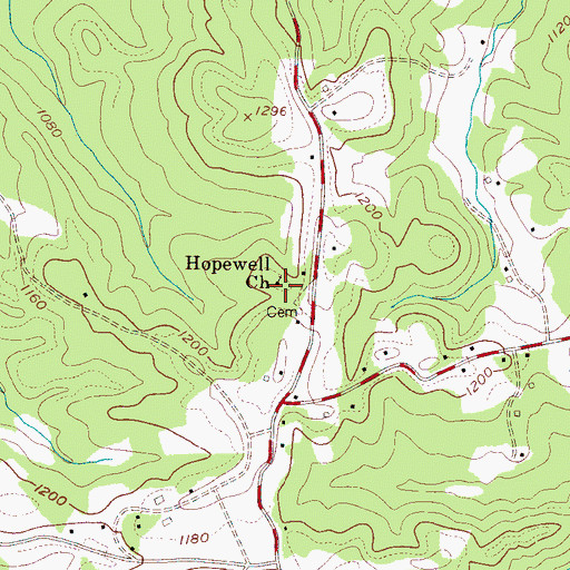 Topographic Map of Hopewell Church, NC