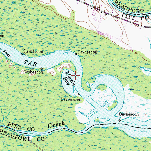 Topographic Map of Martin Bay, NC