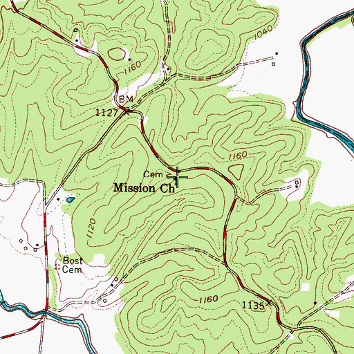 Topographic Map of Mission Church, NC