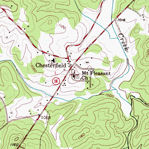 Topographic Map of Mount Pleasant Church, NC