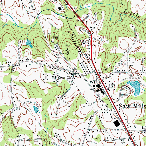 Topographic Map of Mount Zion Church, NC