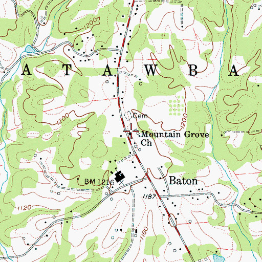 Topographic Map of Mountain Grove Church, NC