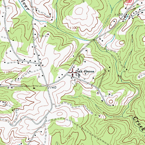 Topographic Map of Oak Grove Church, NC