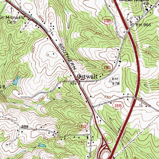 Topographic Map of Ostwalt, NC