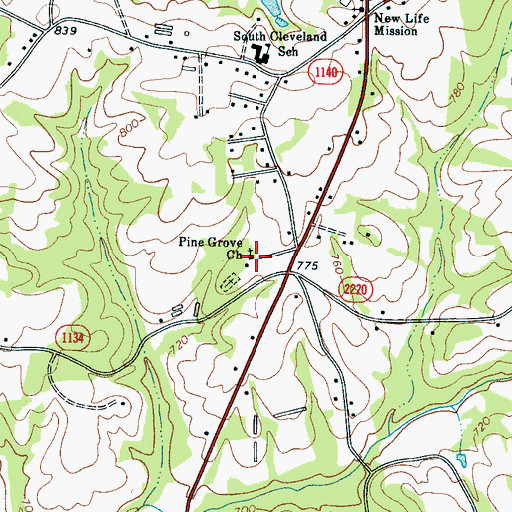 Topographic Map of Pine Grove Methodist Church, NC