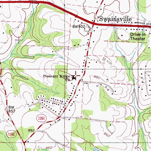 Topographic Map of Pleasant Ridge Church, NC