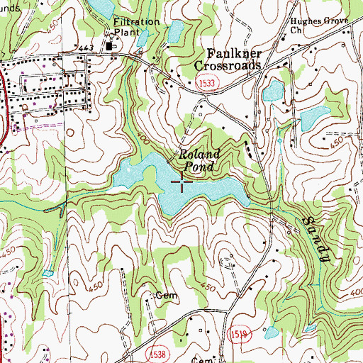 Topographic Map of Roland Pond, NC