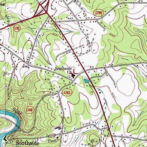 Topographic Map of Southside Church, NC