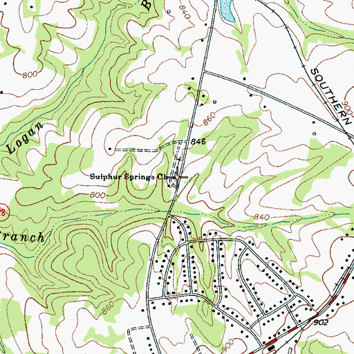 Topographic Map of Sulphur Springs United Methodist Church, NC