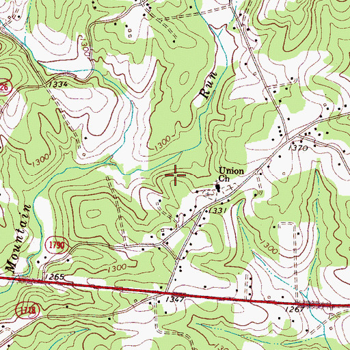 Topographic Map of Union Baptist Church, NC