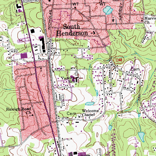Topographic Map of Vancey School, NC