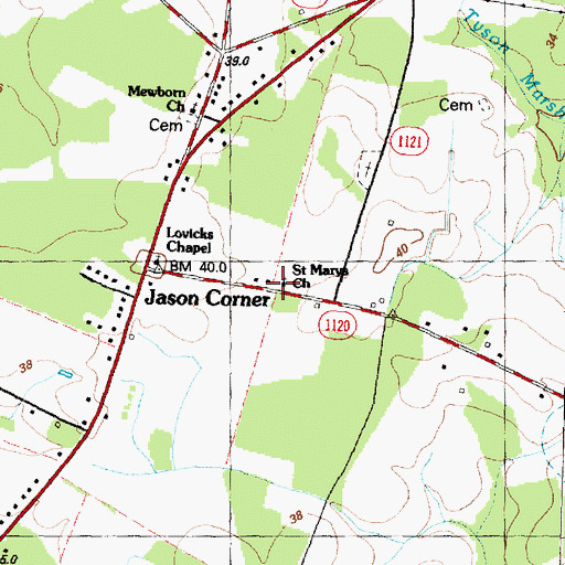 Topographic Map of Saint Mary Church, NC