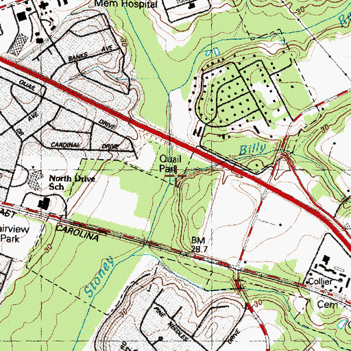 Topographic Map of Billy Branch, NC