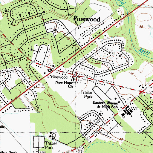 Topographic Map of New Hope Church, NC