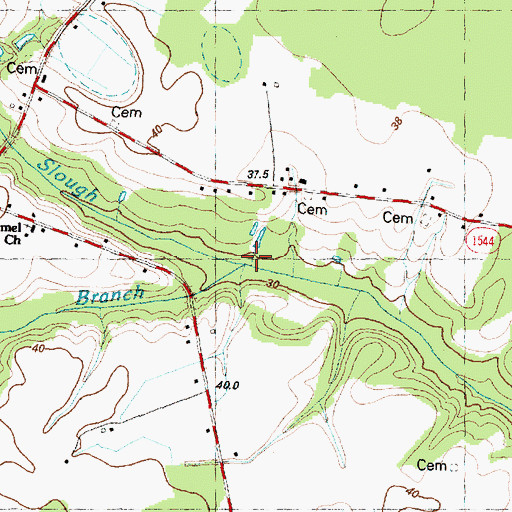 Topographic Map of Granny Branch, NC