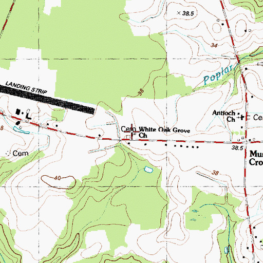 Topographic Map of White Oak Grove Church, NC