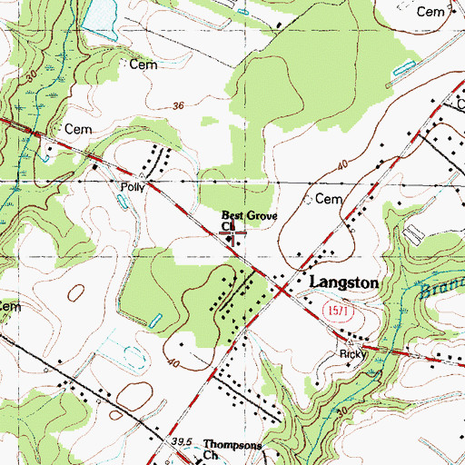 Topographic Map of Best Grove Church, NC